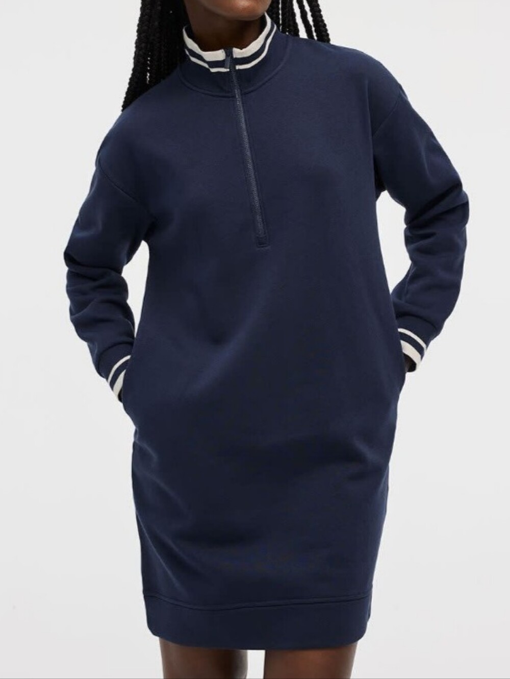 New Reitmans Hyba half zip funnel neck dress navy blue size XS